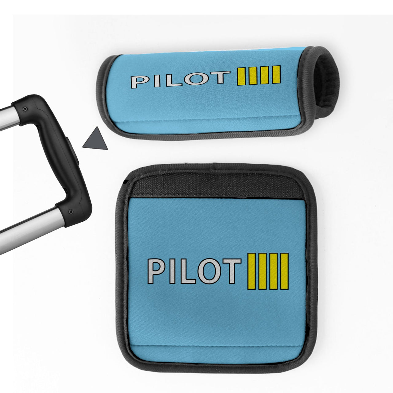 Pilot & Stripes (4 Lines) Designed Neoprene Luggage Handle Covers