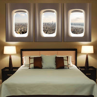 Thumbnail for Skyscrapers thorugh Airplane Window Printed Canvas Posters (3 Pieces) Aviation Shop 