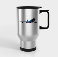 Thumbnail for Multicolor Airplane Designed Travel Mugs (With Holder)