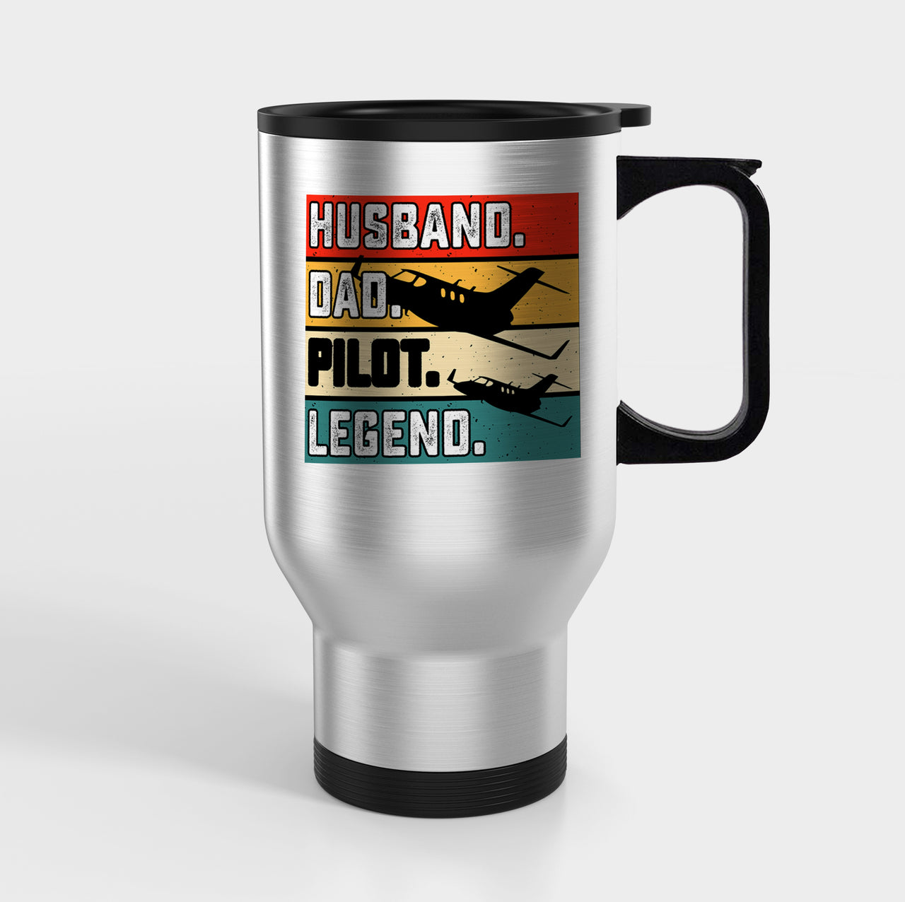 Husband & Dad & Pilot & Legend Designed Travel Mugs (With Holder)