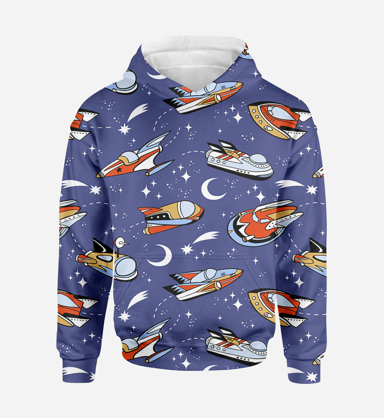 Spaceship & Stars Designed 3D Hoodies