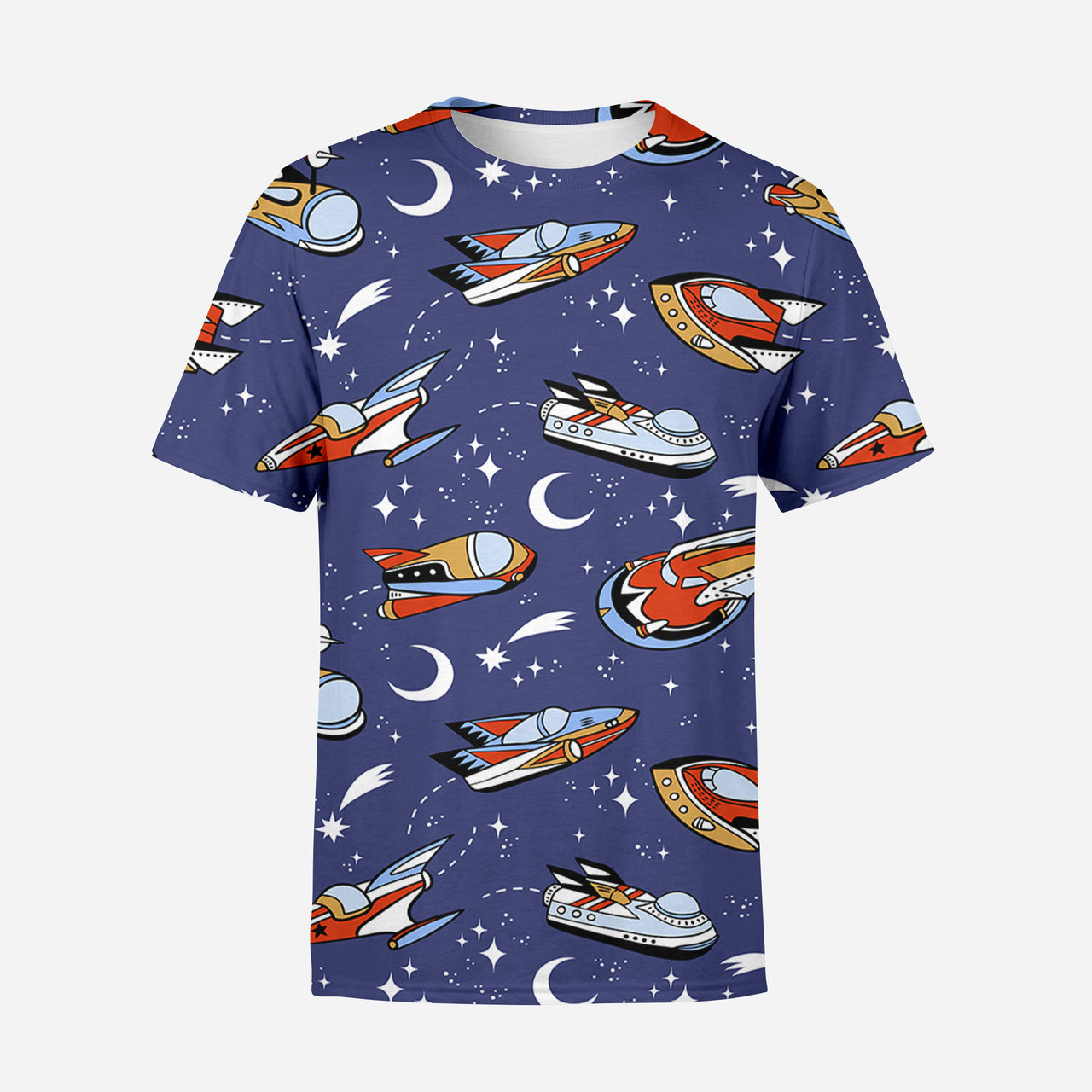 Spaceship & Stars Designed 3D T-Shirts