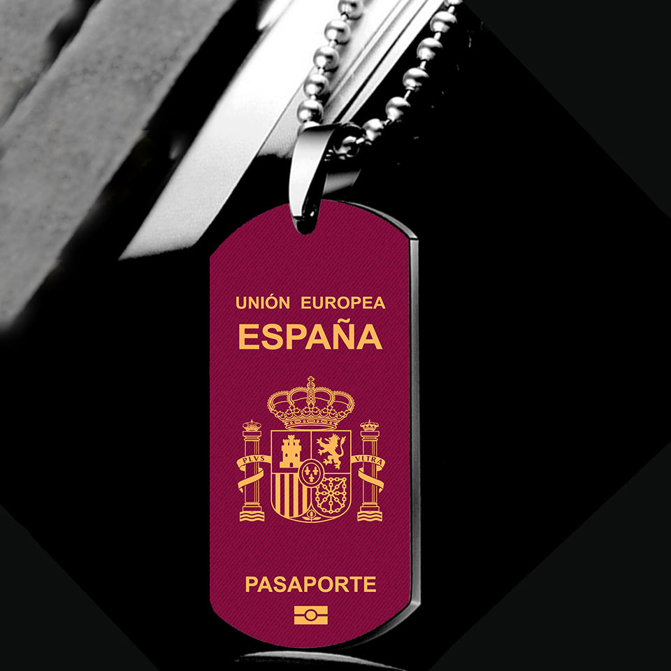 Spain Passport Designed Metal Necklaces