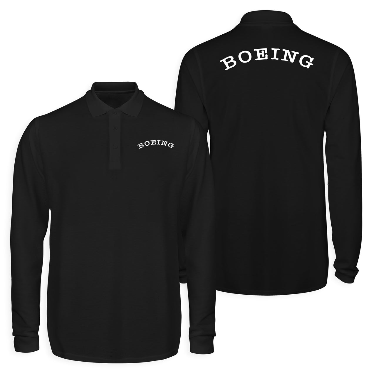 Special BOEING Text Designed Long Sleeve Polo T-Shirts (Double-Side)