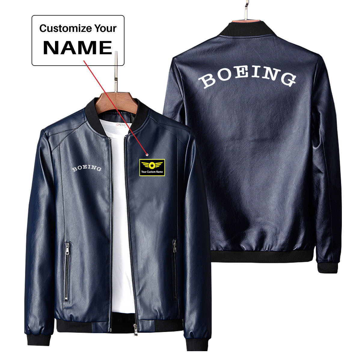 Special BOEING Text Designed PU Leather Jackets