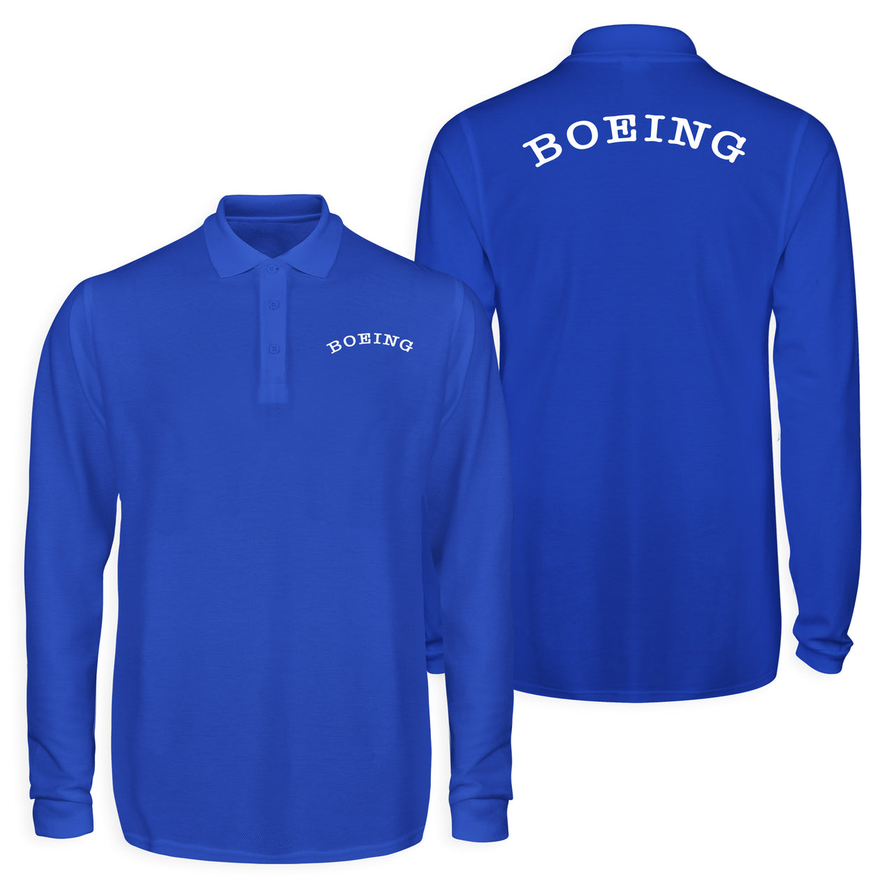 Special BOEING Text Designed Long Sleeve Polo T-Shirts (Double-Side)