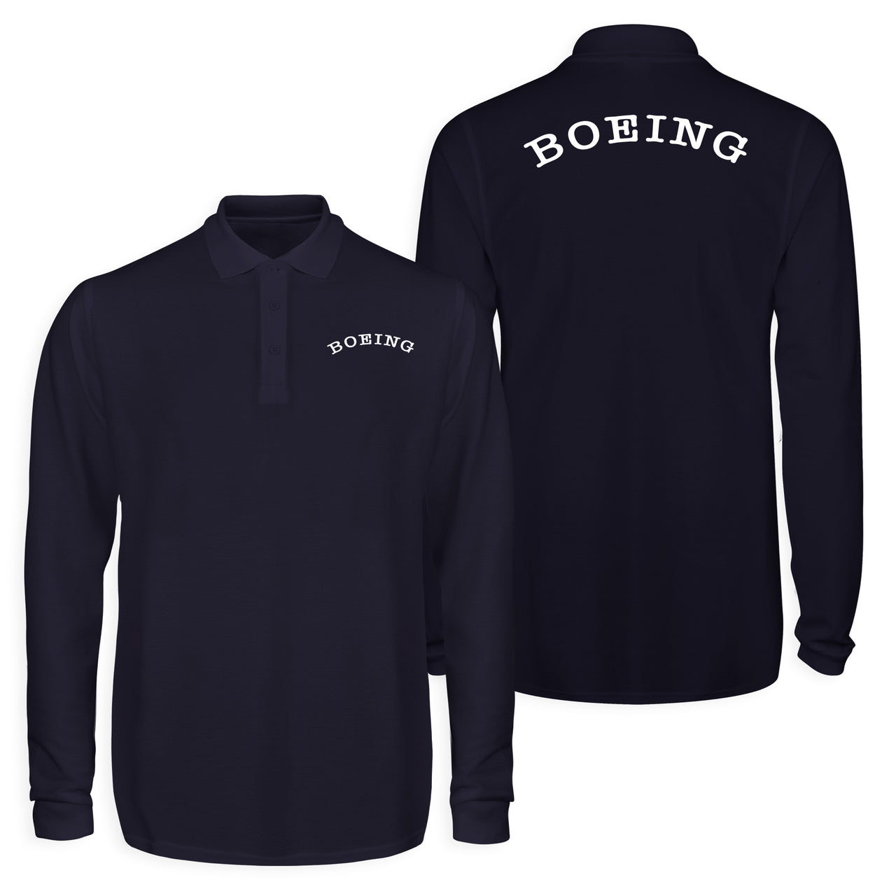 Special BOEING Text Designed Long Sleeve Polo T-Shirts (Double-Side)