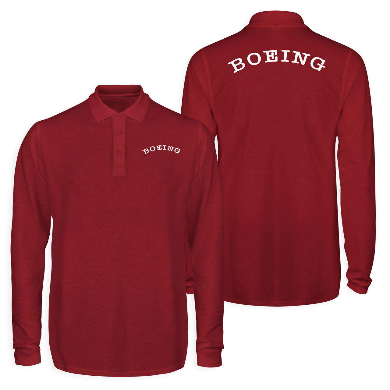 Special BOEING Text Designed Long Sleeve Polo T-Shirts (Double-Side)