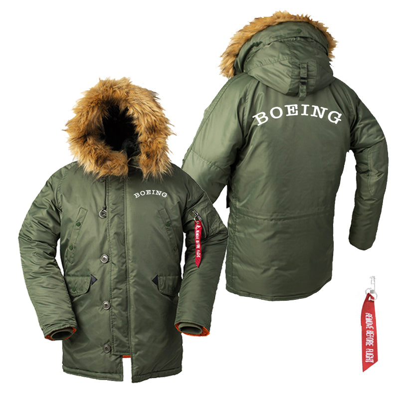 Special BOEING Text Designed Parka Bomber Jackets