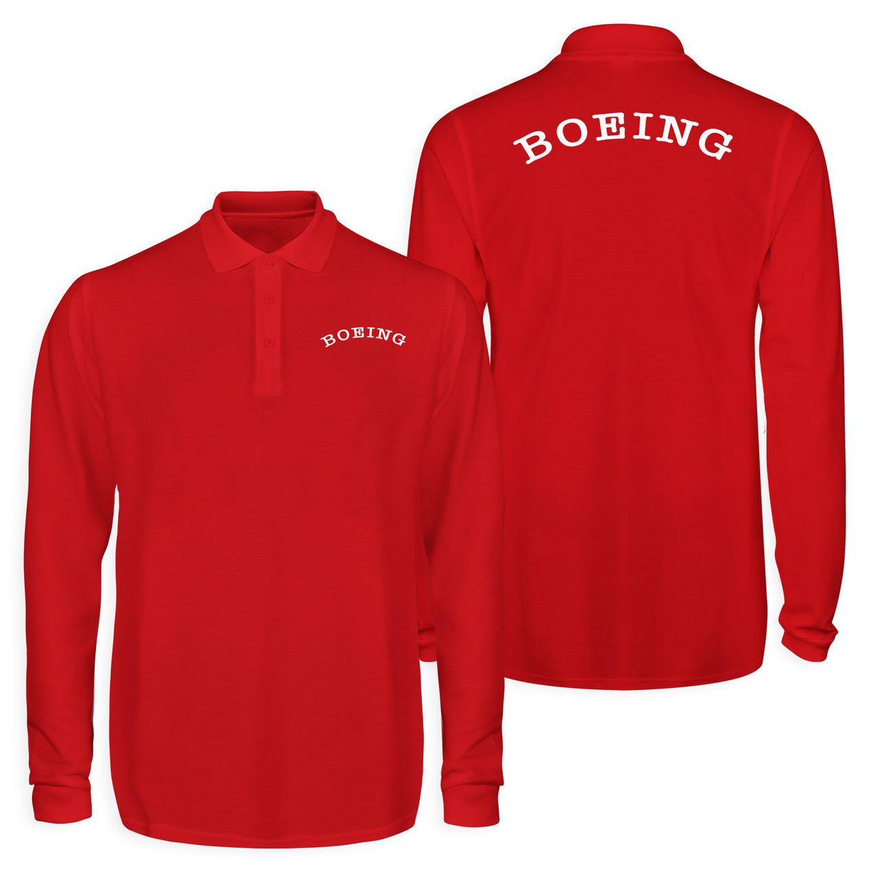 Special BOEING Text Designed Long Sleeve Polo T-Shirts (Double-Side)