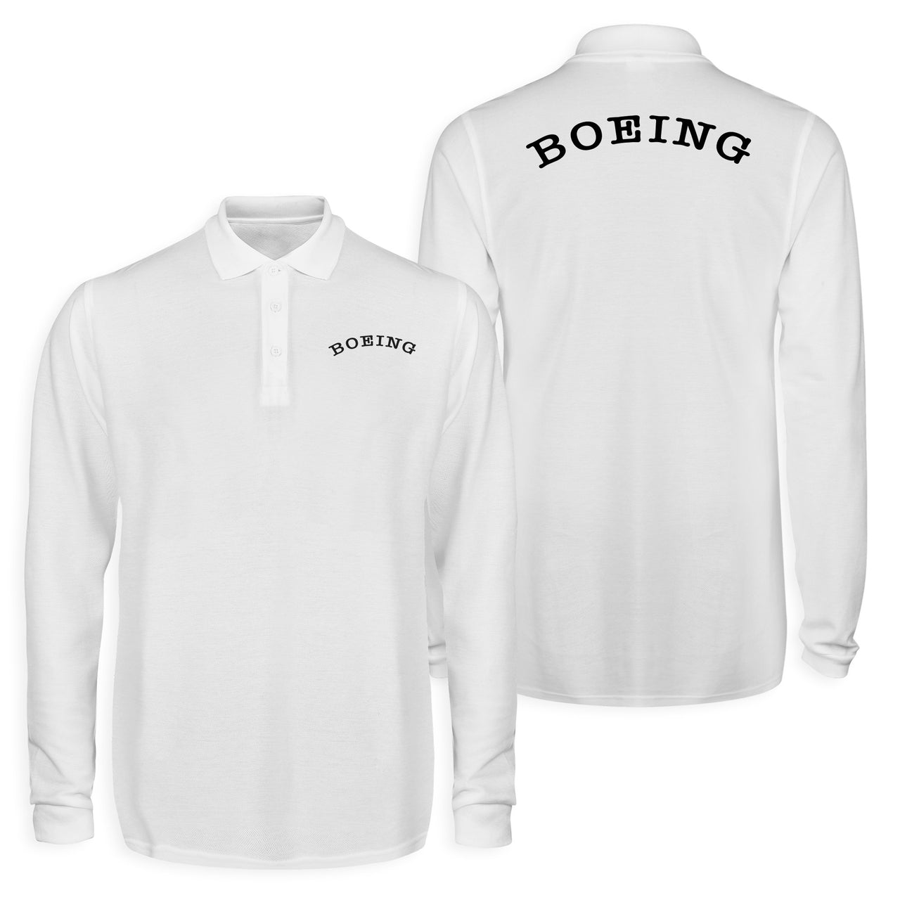 Special BOEING Text Designed Long Sleeve Polo T-Shirts (Double-Side)