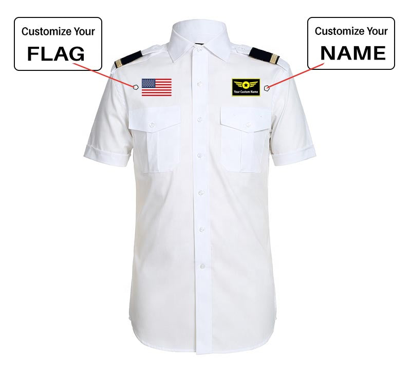 Custom Flag & Name with "Special Badge" Designed Pilot Shirts