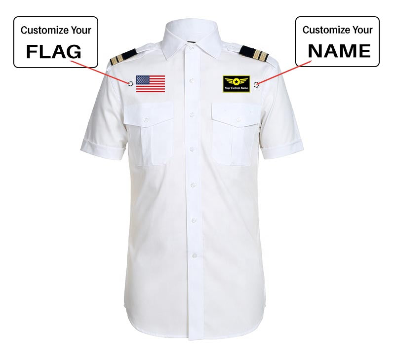 Custom Flag & Name with "Special Badge" Designed Pilot Shirts