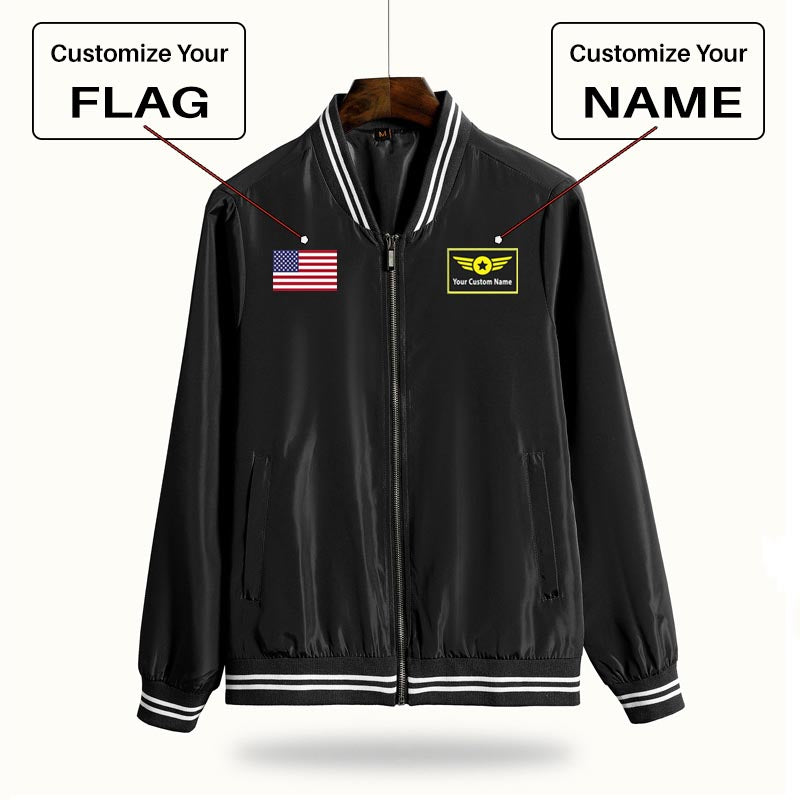 Custom Flag & Name "Special Badge" Thin Spring Jackets