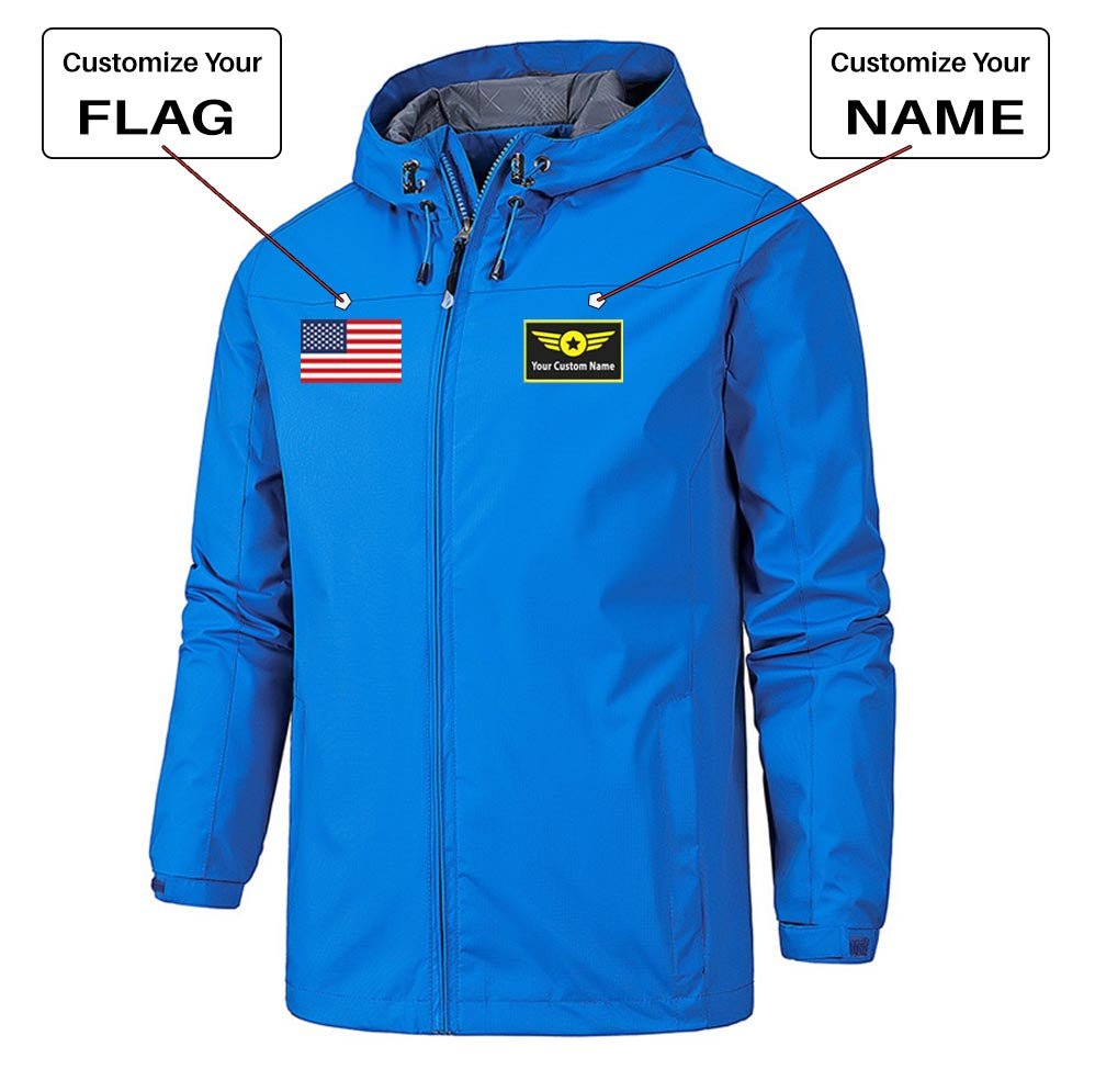 Custom Flag & Name with "Special Badge" Rain Jackets & Windbreakers
