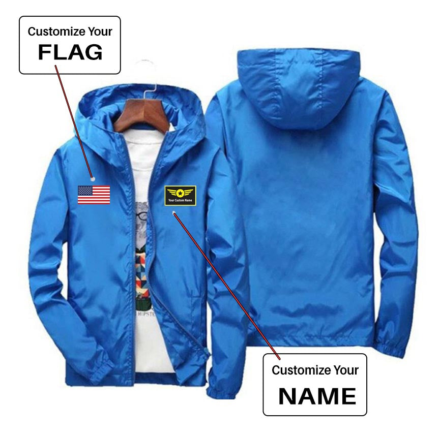 Custom Flag & Name with "Special Badge" Designed Windbreaker Jackets