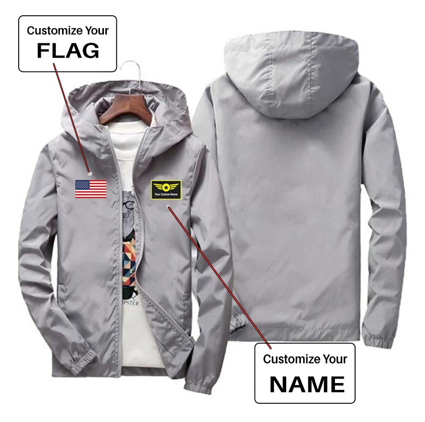 Custom Flag & Name with "Special Badge" Designed Windbreaker Jackets