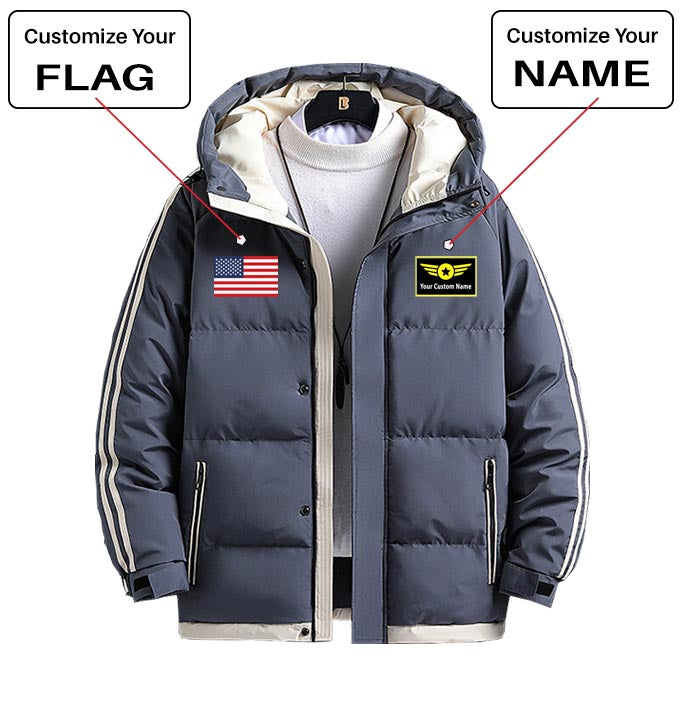 Custom Flag & Name with "Special Badge" Designed Thick Fashion Jackets