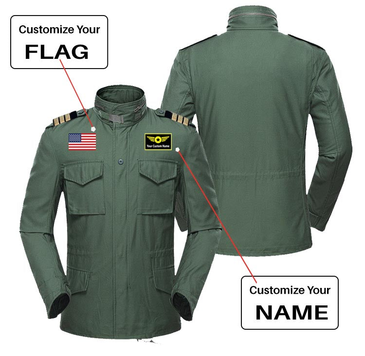 Custom Flag & Name with EPAULETTES (Special Badge) Designed Military Coats