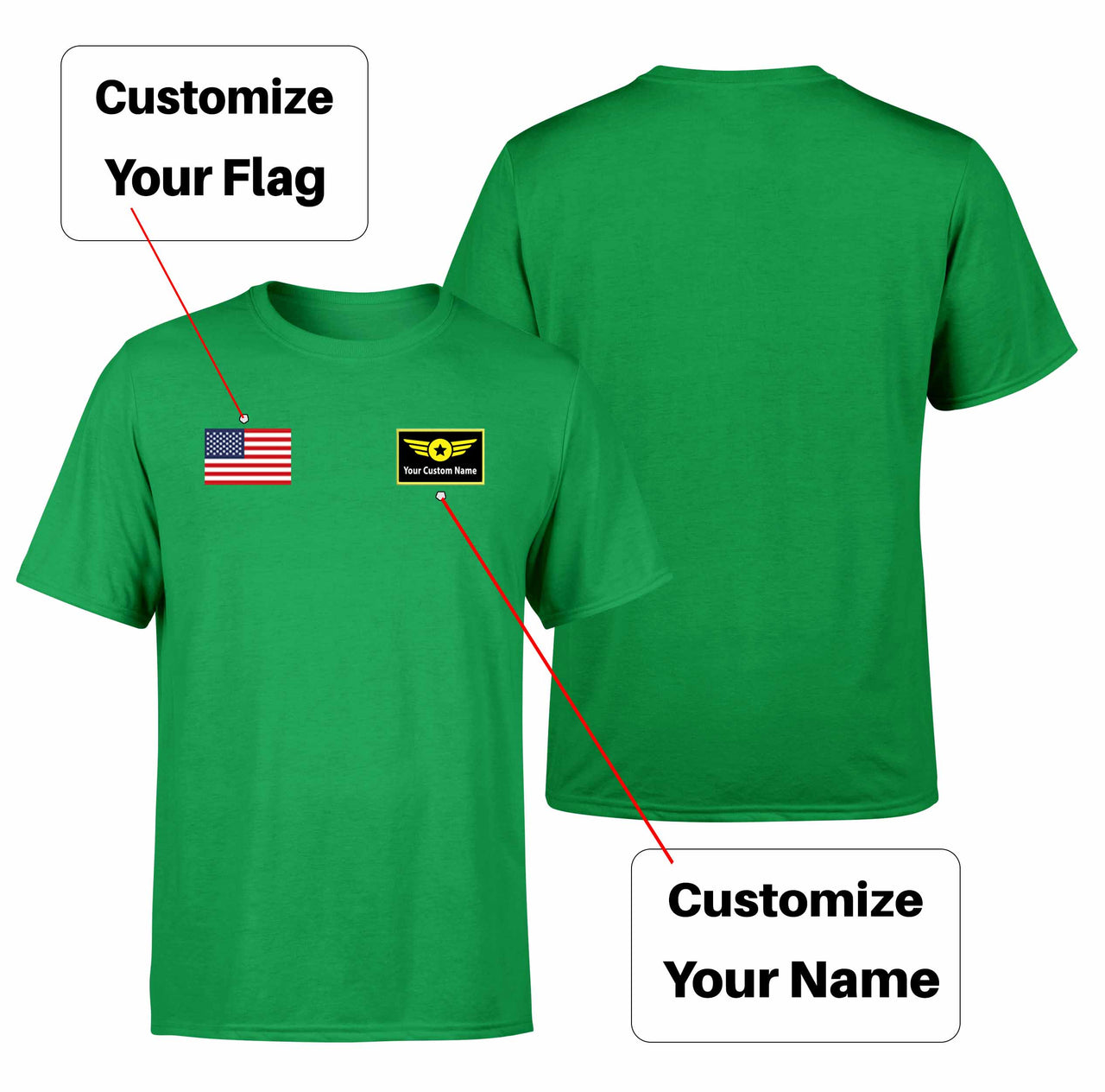 Custom Flag & Name with "Special Badge" Designed T-Shirts