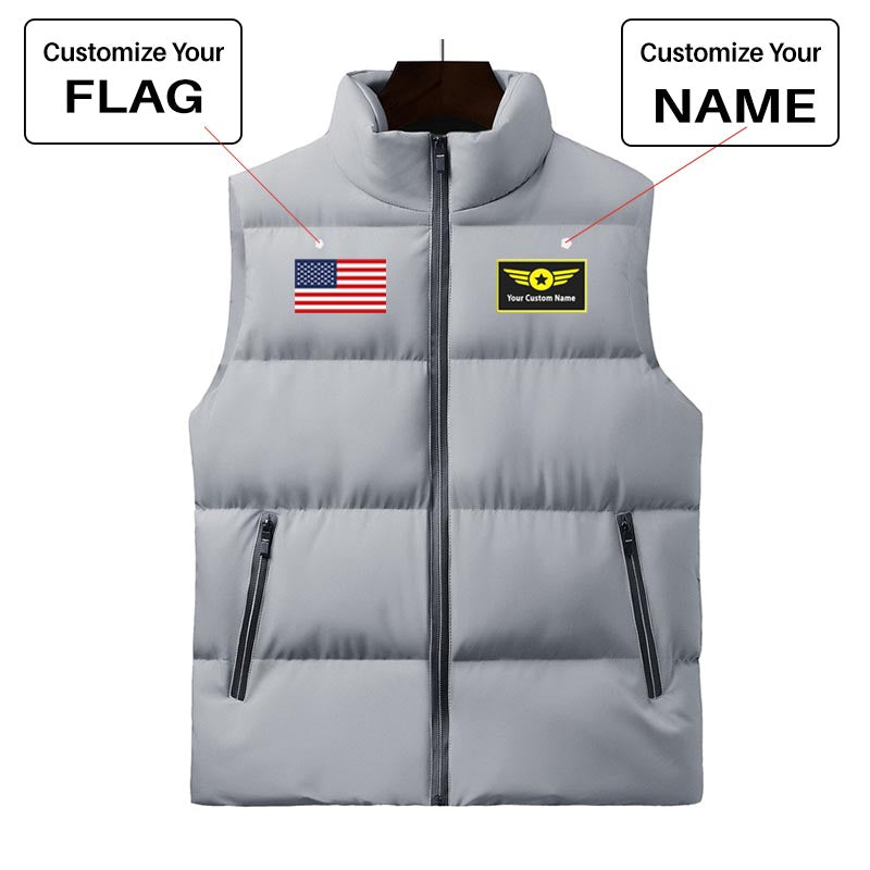 Custom Name & Flag (Special Badge) Designed Puffy Vests