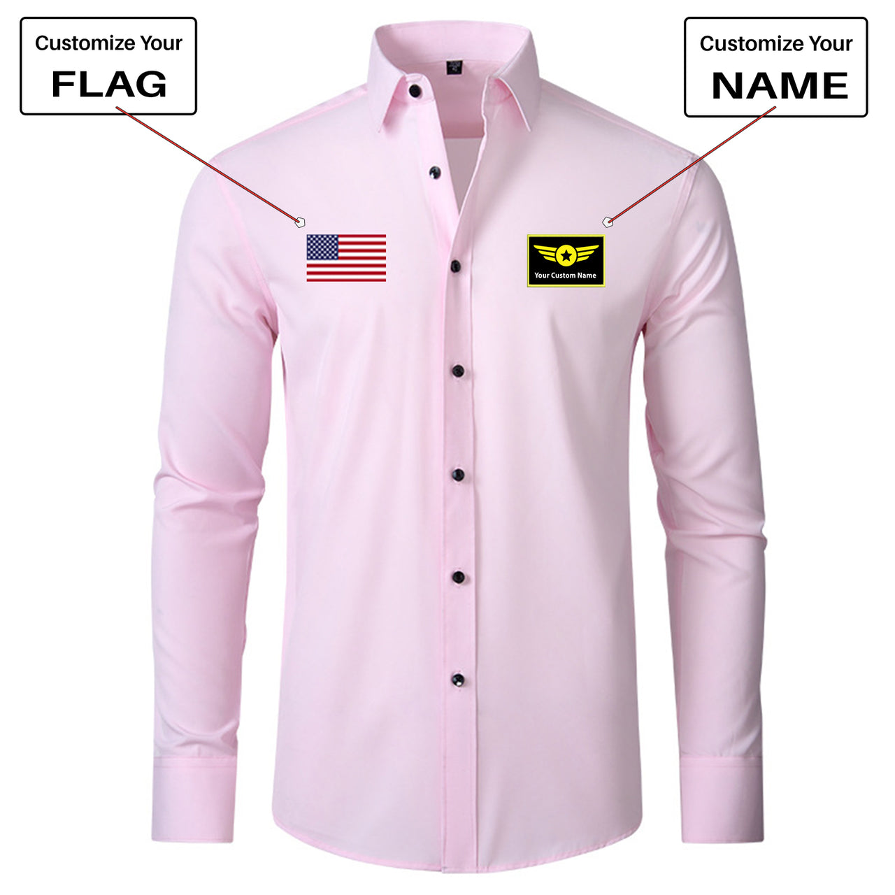 Custom Flag & Name "Special Badge" Long Sleeve Shirts