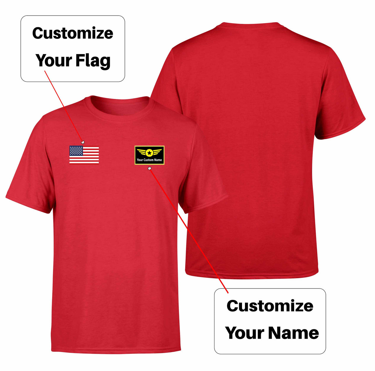 Custom Flag & Name with "Special Badge" Designed T-Shirts