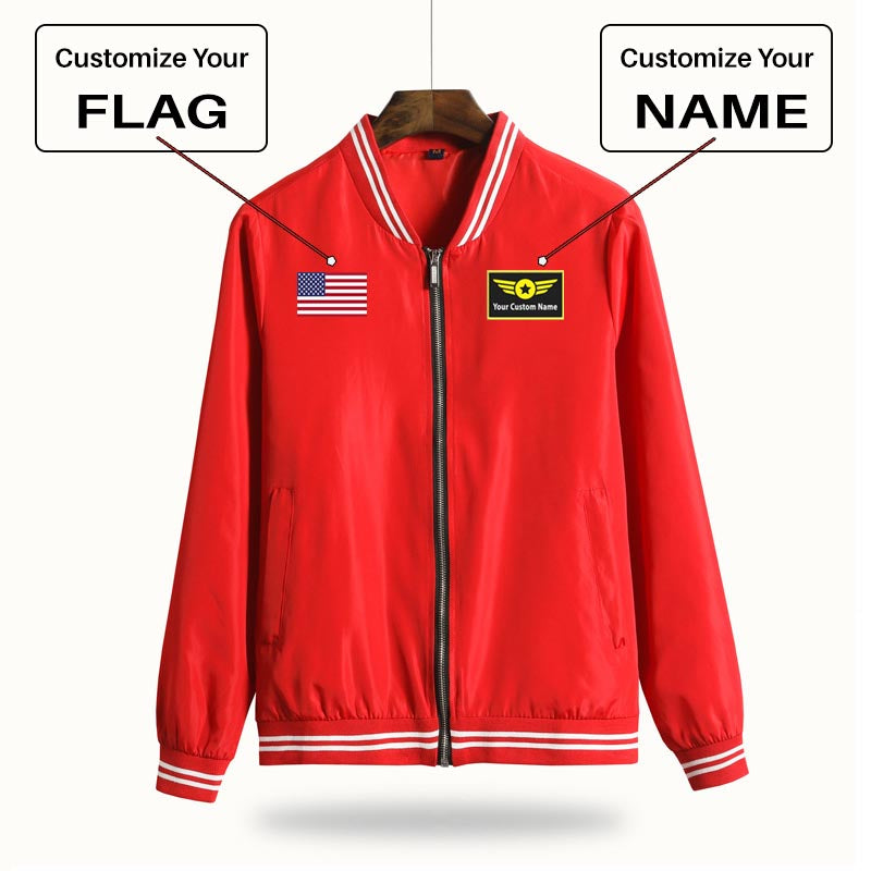 Custom Flag & Name "Special Badge" Thin Spring Jackets