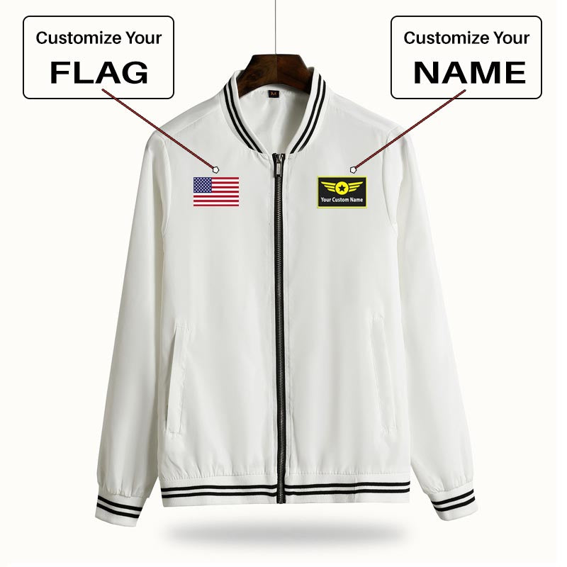 Custom Flag & Name "Special Badge" Thin Spring Jackets