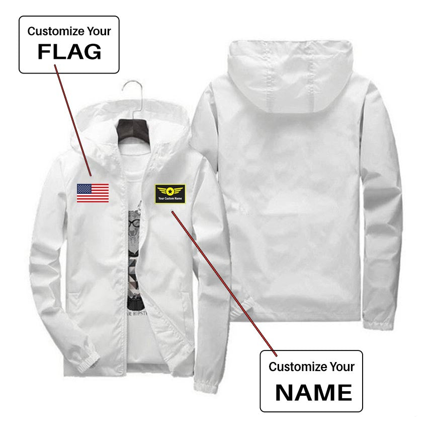 Custom Flag & Name with "Special Badge" Designed Windbreaker Jackets