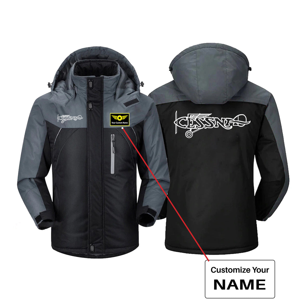 Special Cessna Text Designed Thick Winter Jackets