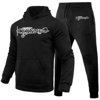 Thumbnail for Special Cessna Text Designed Hoodies & Sweatpants Set