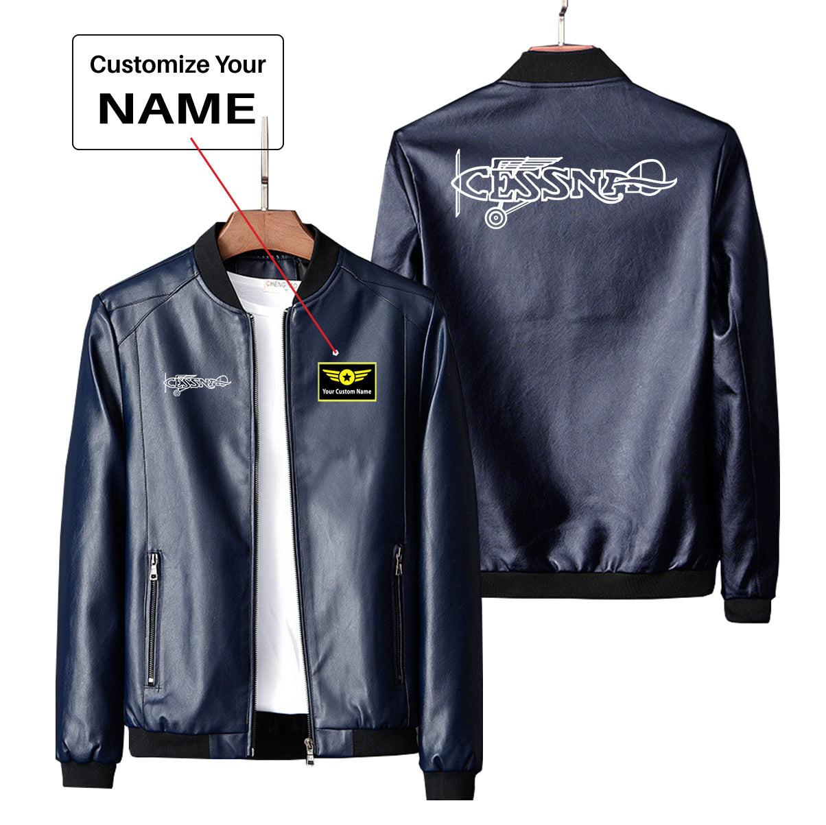 Special Cessna Text Designed PU Leather Jackets