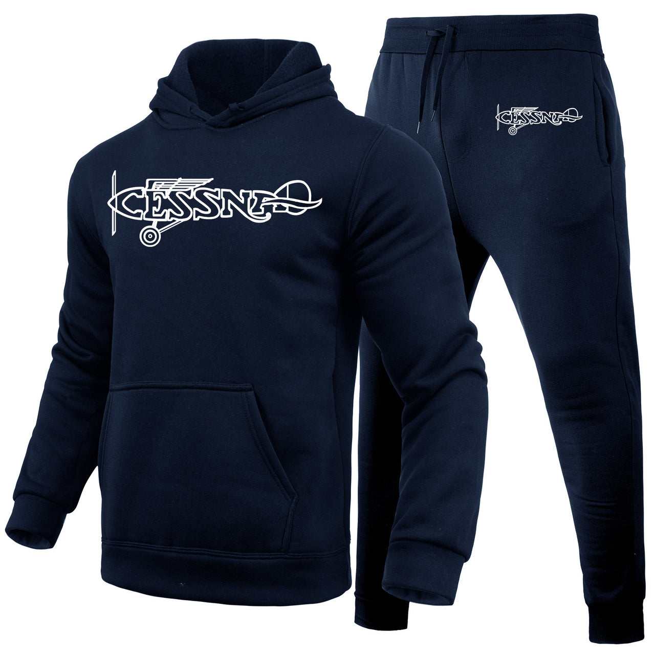 Special Cessna Text Designed Hoodies & Sweatpants Set