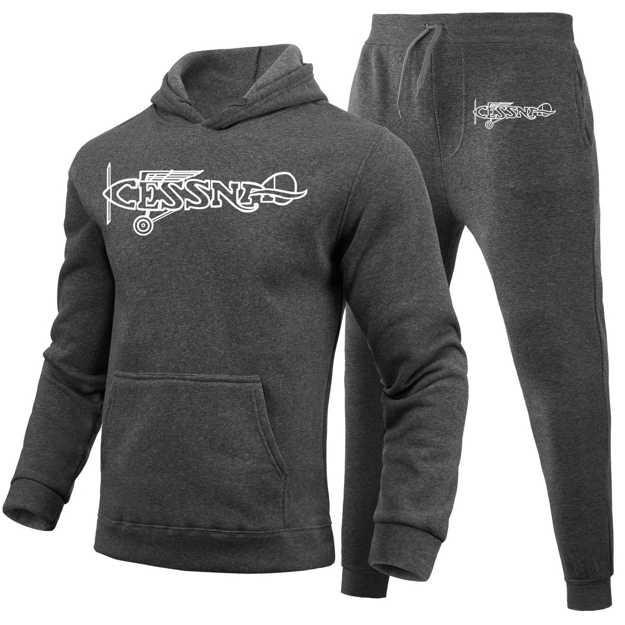 Special Cessna Text Designed Hoodies & Sweatpants Set
