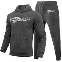 Thumbnail for Special Cessna Text Designed Hoodies & Sweatpants Set