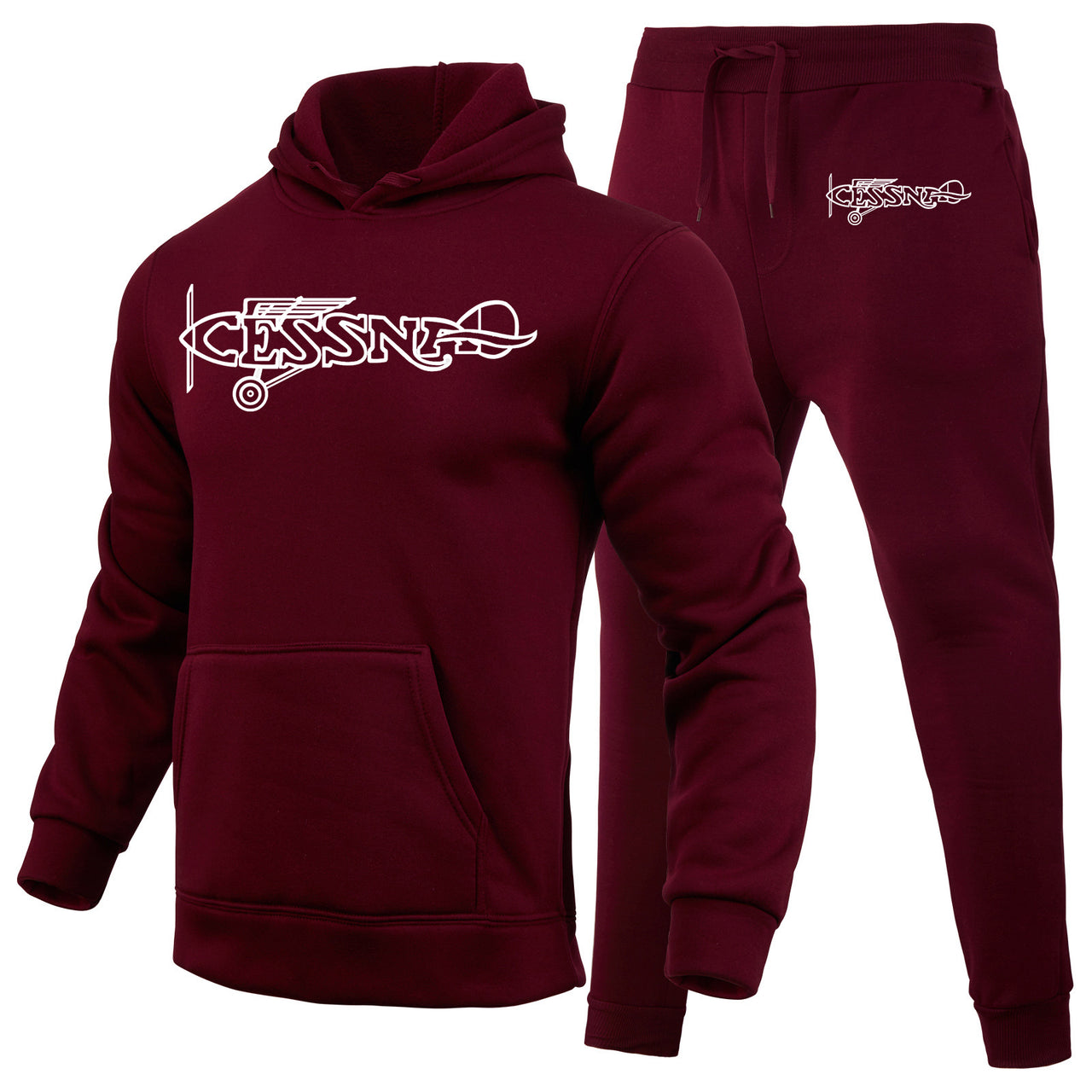 Special Cessna Text Designed Hoodies & Sweatpants Set
