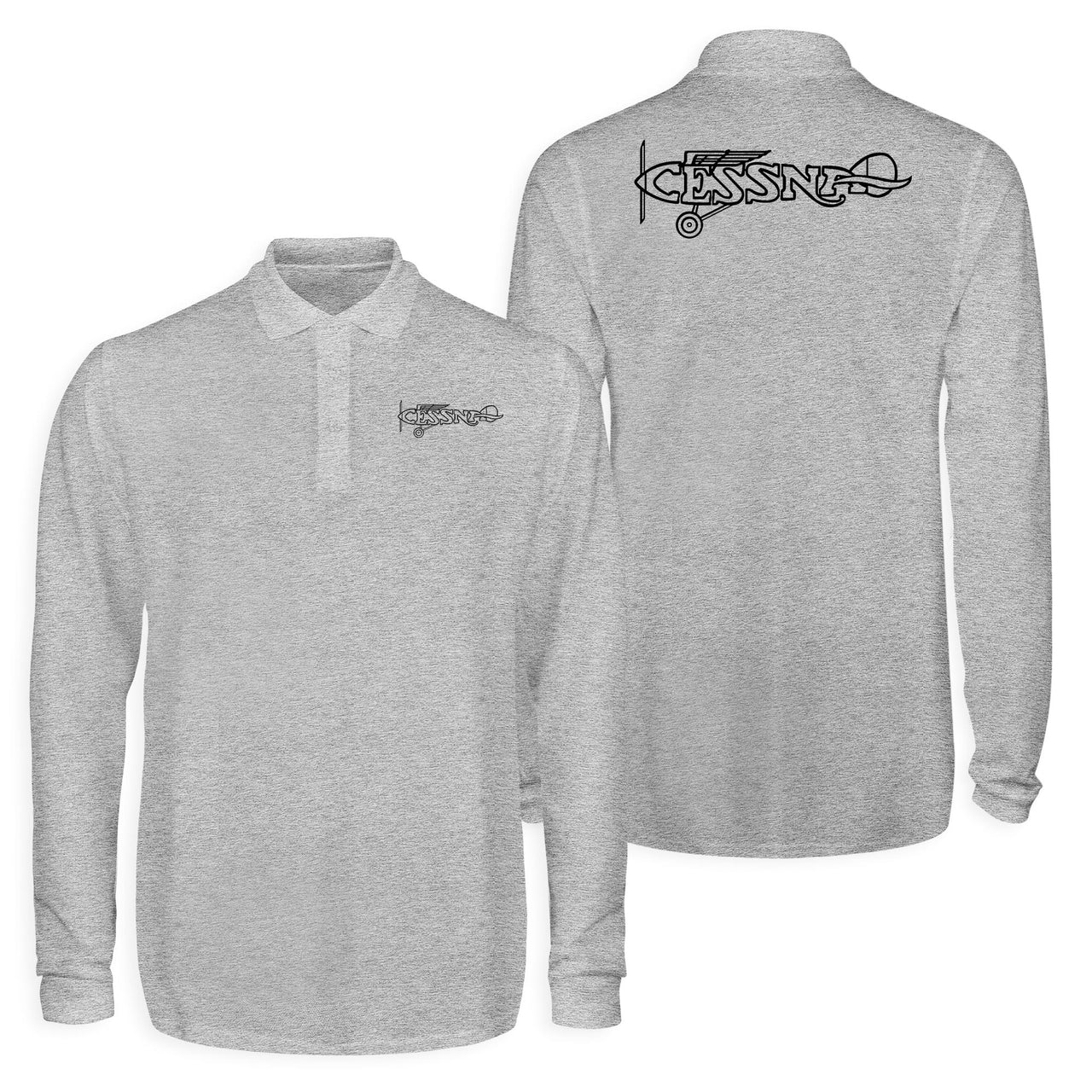 Special Cessna Text Designed Long Sleeve Polo T-Shirts (Double-Side)