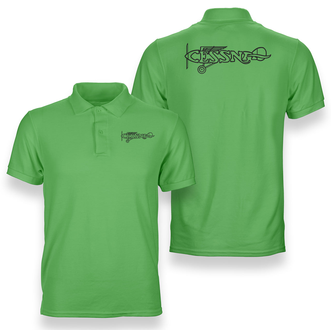 Special Cessna Text Designed Double Side Polo T-Shirts