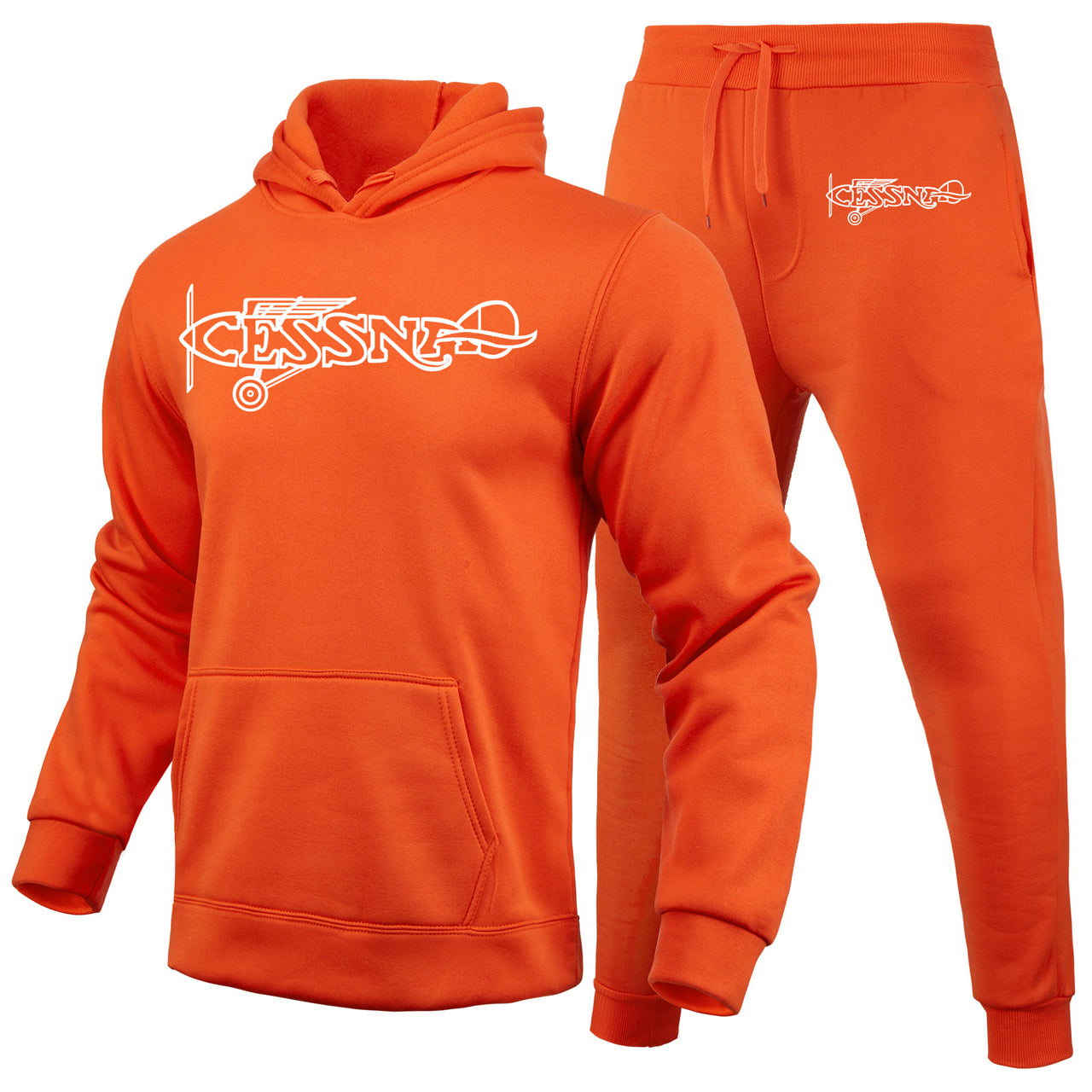 Special Cessna Text Designed Hoodies & Sweatpants Set
