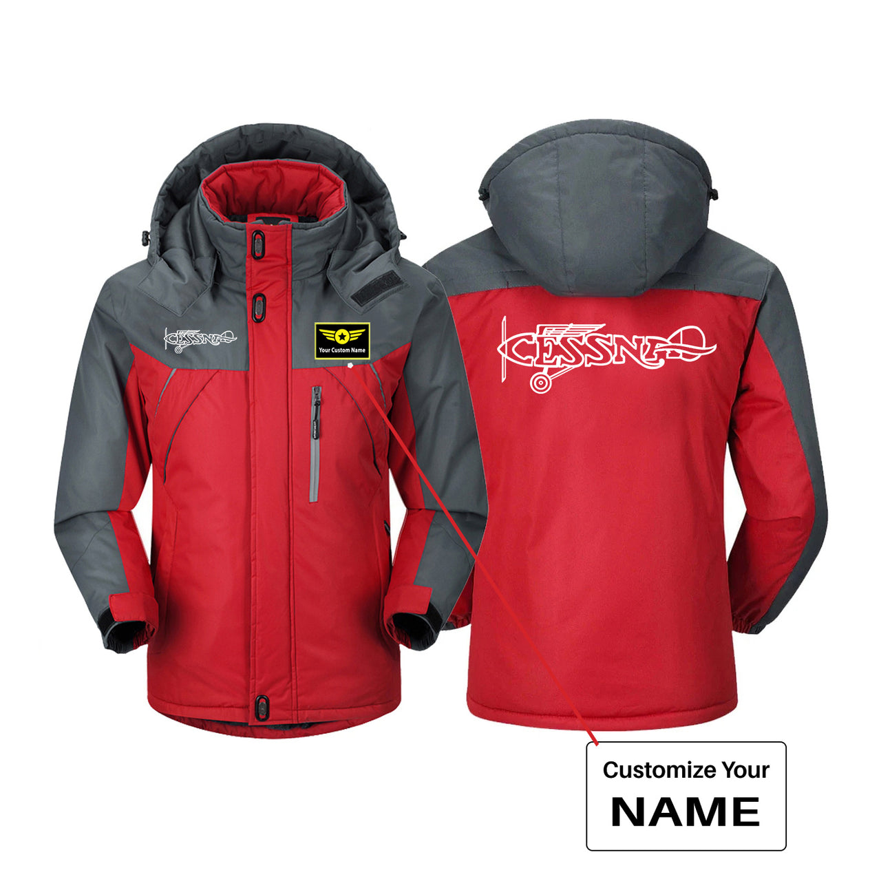 Special Cessna Text Designed Thick Winter Jackets