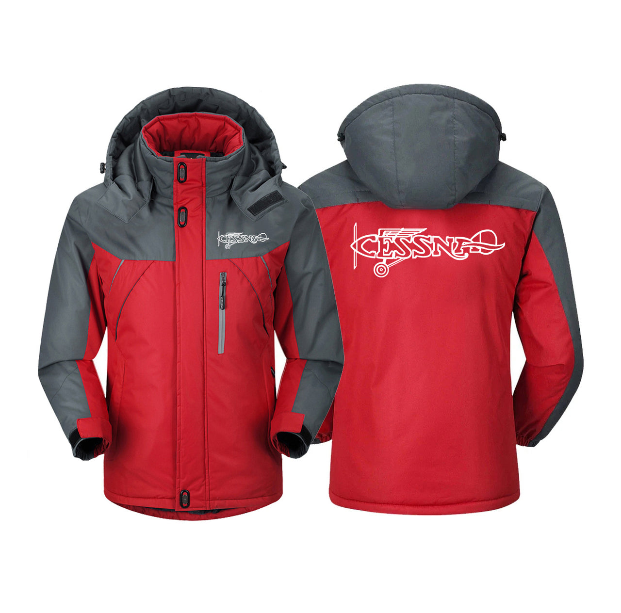 Special Cessna Text Designed Thick Winter Jackets