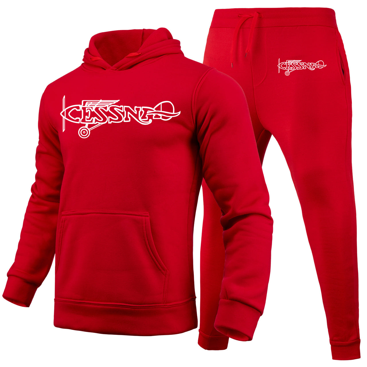 Special Cessna Text Designed Hoodies & Sweatpants Set