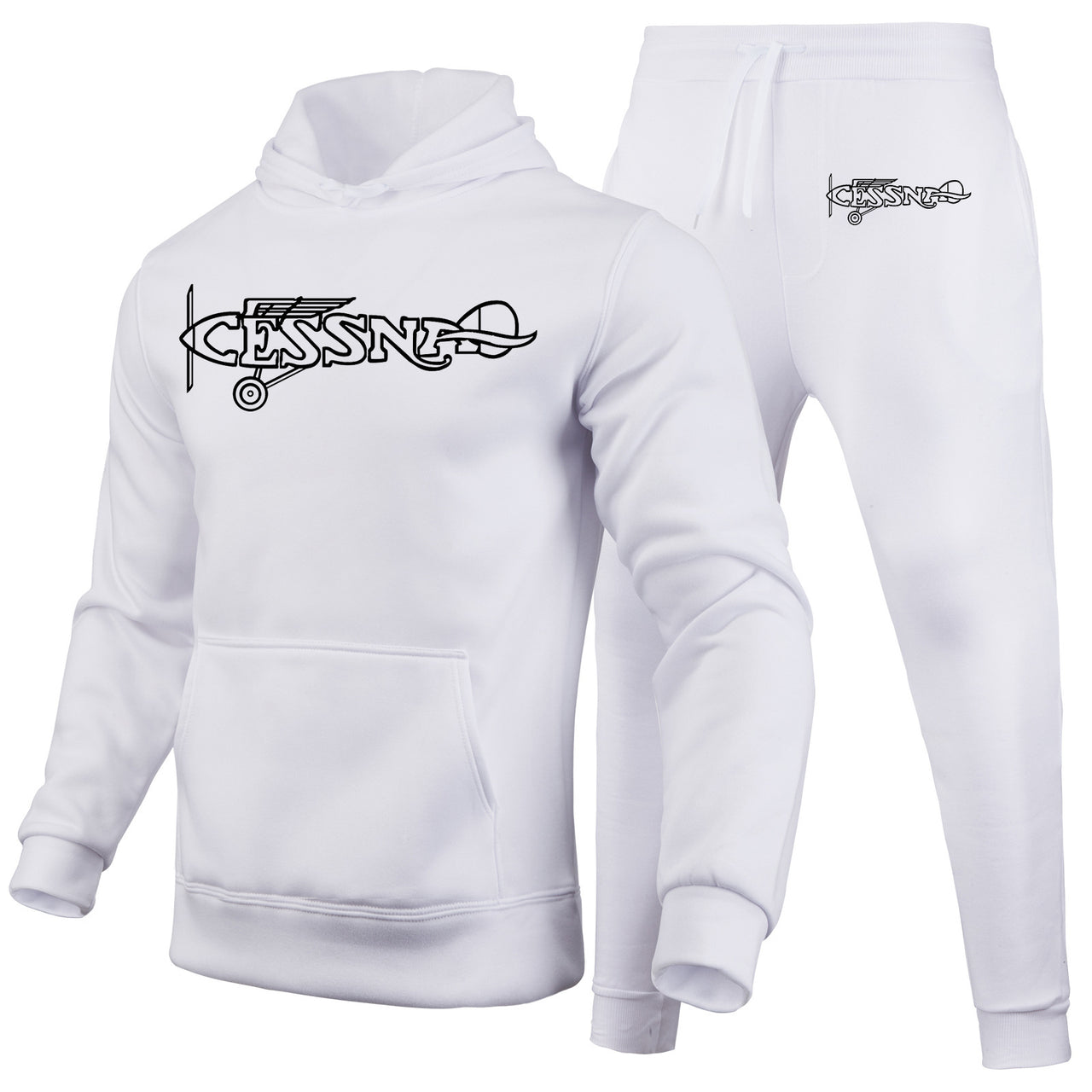 Special Cessna Text Designed Hoodies & Sweatpants Set