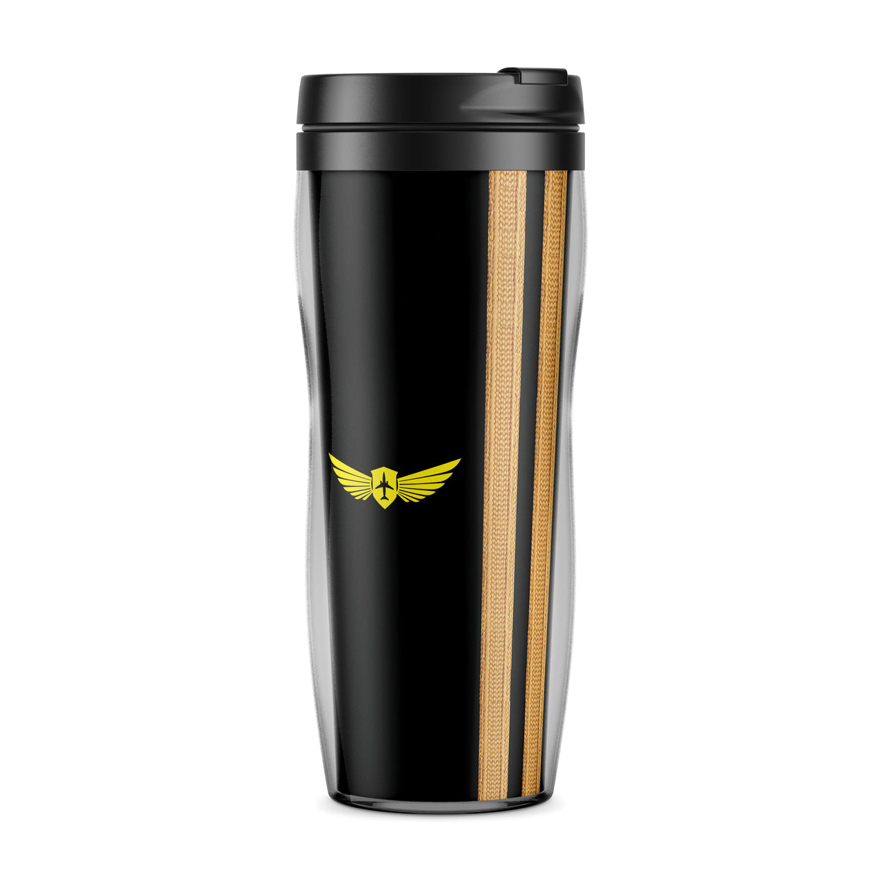 Special Golden Pilot Epaulettes (4,3,2 Lines) Designed Plastic Travel Mugs
