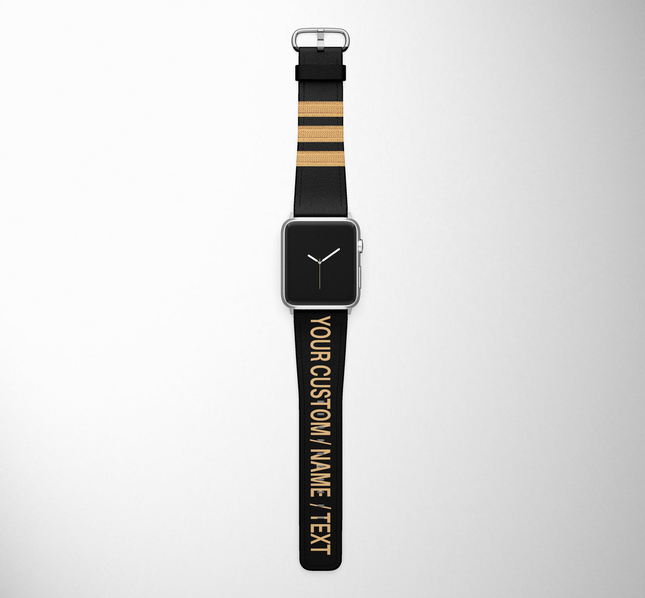 Customizable NAME & Special Pilot Epaulette (4,3,2 Lines) Leather Apple Watch Straps