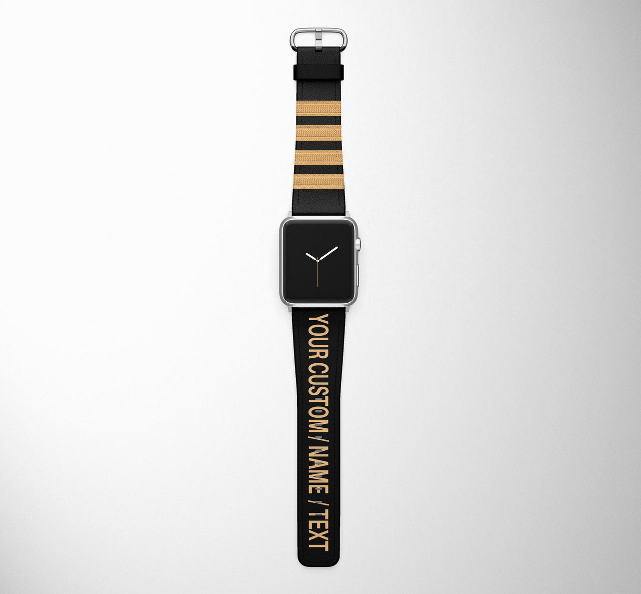 Customizable NAME & Special Pilot Epaulette (4,3,2 Lines) Leather Apple Watch Straps