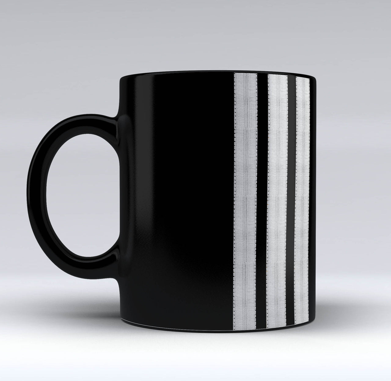 Special Silver Epaulettes (4,3,2 Lines) Designed Black Mugs