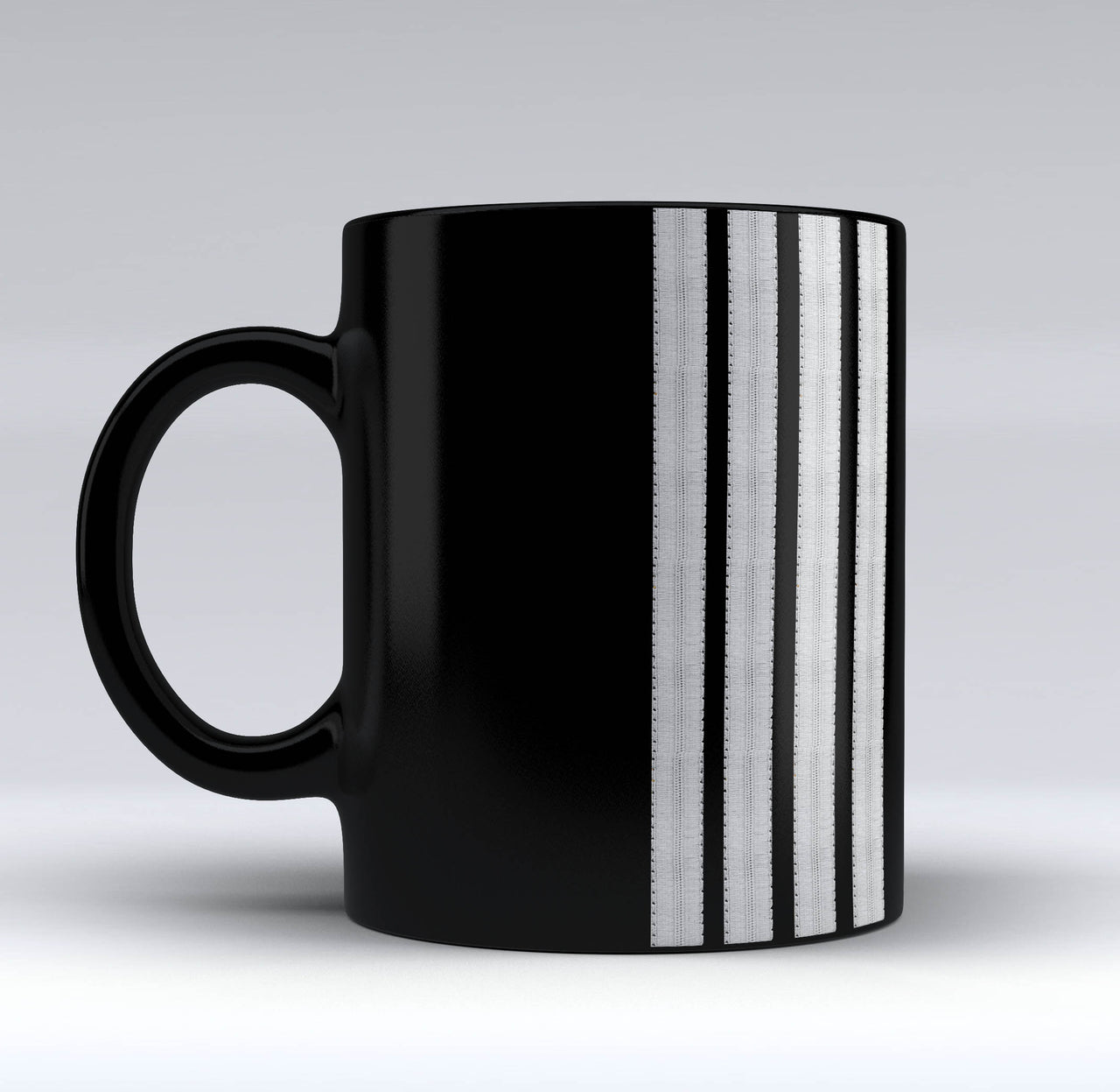 Special Silver Epaulettes (4,3,2 Lines) Designed Black Mugs