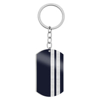 Thumbnail for Special Silver Pilot Epaulettes 2 Lines Designed Stainless Steel Key Chains (Double Side)